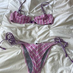 Pink and purple triangle bikini